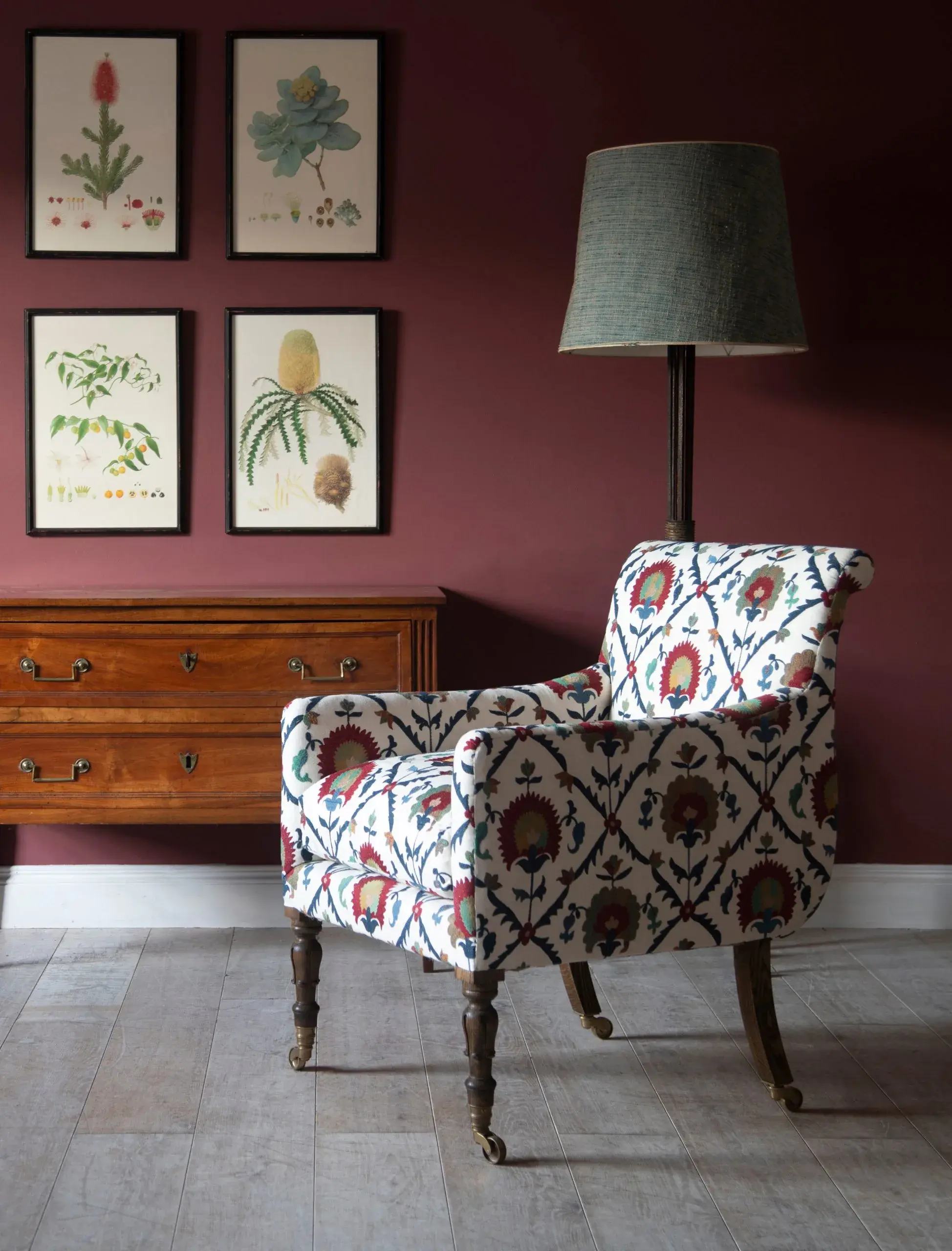 Hand-upholstered armchair in the Savery's Broadway showroom