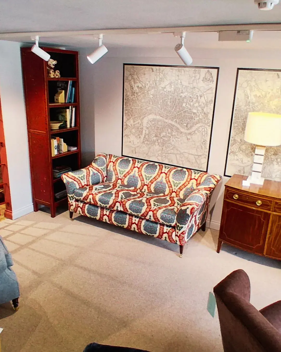 A bespoke sofa being hand-upholstered in the Savery's workshop, Broadway